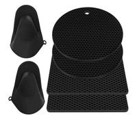 IIRC Silicone Coasters, Set of 4, Heat Resistant with 1 Pair of Oven Gloves, Silicone (Thickening), Non-Slip, Durable, BPA-Free, Dishwasher Safe