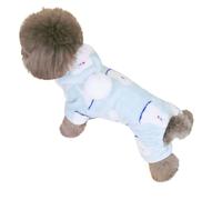 IISEEUU Outerwear Pet Print Hooded Pajamas With Pom Poms For Cute Puppies And Cats Autumn And Winter Warm Pullover-puppy Four-legged Velvet Jacket-blue-l