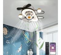 Iisrar LED Ceiling Fan with Light, Mute Ceiling Fan Dimmable with Remote Control Ceiling Light, Airplane Fan Lights Modern Fan Chandelier 360° Rotating Fan Lights ， Wall sconces