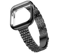 iiteeology Slim Metal Bands Compatible with Apple Watch Band Series 11-10, Women Thin Stainless Steel Band with with Bumper Case for iWatch Band 42mm, Black