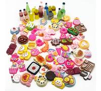 IIUIKOO 80 Pcs Miniature Food & Drink Bottles Toys, 1:12 Scale Mini Resin Figures for Dollhouse Accessories, Barbie Play Kitchen, Party Favors