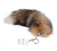 Iivos Fluffy Fox Tail Fur Keychain Cosplay Toy Party Costume Furry Wolf Tails Handbag Accessory Key Chain Ring Hook, Crystal Fox, About 16 inches