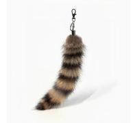 Iivos Fluffy Fox Tail Fur Keyring Cosplay Toy Party Costume Fur Wolf Tails Handbag Accessories Key Ring Hook Raccoon Colour About 16 Inches