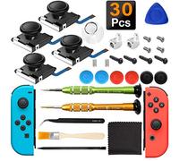 iiwey 4-Pack 3D Replacement Joystick Analog Thumb Stick for Switch Joy-Con Controller,2 Pack Joy-con Metal Latch, Include Y1.5 Screwdrivers,Joycon Joystick Replacement to Fix Drift Joy-con Stick