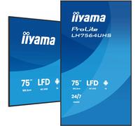 iiyama Prolite LH7564UHS-B1AG 189.5 cm 75 Inch Digital Signage Display VA LED Panel 4K UHD HDMI USB-C USB 2.0 RS-232c RJ45 Android 14 OS iiSignage² WiFi Media Player 24/7 AntiGlare Black