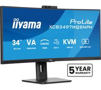 iiyama Prolite XCB3497WQSNP-B1 Curved 1500R 34 inch VA LED Monitor UWQHD HDMI DP USB 3.2 USB-C Dock 95W RJ45 KVM Switch Height Adjustment Adaptive Sync Black