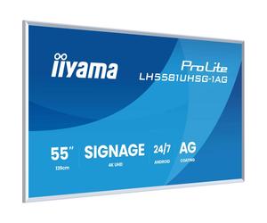 iiyama ProLite LH5581UHSG-1AG 55” 4K UHD Android screen with customisable frame, built-in content management, and 24/7 operation, perfect for stylish
