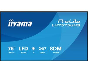 iiyama ProLite LH7575UHS-B2AG 75" 4K digital signage display with 24/7 uptime, Android OS, Signal FailOver function and an Intel® SDM slot