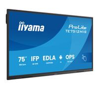 iiyama ProLite TE7512MIS-B4AG 75'' 4K UHD interactive touch screen with PureTouch-IR, Android 14 & USB-C Power Delivery.