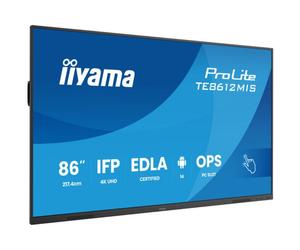 iiyama ProLite TE8612MIS-B4AG 86'' 4K UHD interactive touch screen with PureTouch-IR, Android 14 & USB-C Power Delivery.