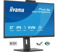 iiyama ProLite XB2797QSNPH-B1 27" Quad HD IPS 75Hz 1ms USB-C Height Adjustable Monitor with Speakers and Webcam - Matte Black