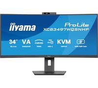 iiyama Prolite XCB3497WQSNP-B1 Curved 1500R 34 inch VA LED Monitor UWQHD HDMI DP USB 3.2 USB-C Dock 95W RJ45 KVM Switch Height Adjustment Adaptive Sync Black