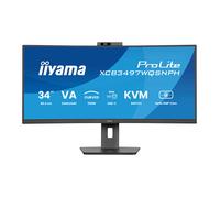 iiyama Prolite XCB3497WQSNP-B1 Curved 1500R 34 inch VA LED Monitor UWQHD HDMI DP USB 3.2 USB-C Dock 95W RJ45 KVM Switch Height Adjustment Adaptive Sync Black