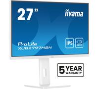 iiyama XUB2797HSN-W2 27 inch IPS (White Bezel) USB-C Dock Display 65W Charging, 4ms, Full HD 1920x1080, RJ45/HDMI/DP, 1 x DP-OUT(MST), 4 x USB Hub, Height Adjustable Stand, TUV-GS, 5 Yr Warranty