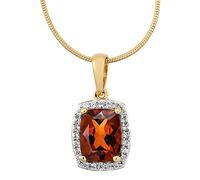 IJ INSPIRING JEWELLERY Madeira Citrine Halo Pendant Necklace 18K Gold Over 925 Sterling Silver Natural Citrine Pendant