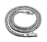 IJ INSPIRING JEWELLERY UNISEX 925 Sterling Silver Bali Byzantine Oxidised Chain Necklace 4 mm Thick 18" 20" 24" inches Long (24)