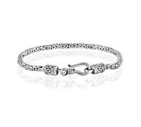 IJ INSPIRING JEWELLERY Women's Men's 925 Sterling Silver Bali Byzantine Oxidised Bracelet 2.5 mm Thick (17.80)