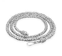 IJ INSPIRING JEWELLERY Women's Men's Solid 925 Sterling Silver Bali Byzantine Oxidised Chain Necklace 3 mm Thick 16"- 36" Inches Long (16 Inch)