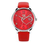 IJAHWRS Women's Analog Watch, Fashion Lady Quartz Wrist Watch Leather Strap Big Face Fun Cute Watches with Lovely Heart Shape Water Resistant, red, Analog Watch