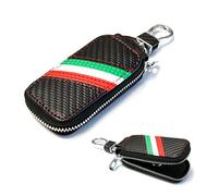 iJDMTOY 1 M-Colored or Germany Flag Stripe Carbon Fiber Pattern Leather Key Holder Cover (Italian Flag Stripe)