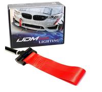 iJDMTOY (1) Track Racing Style Tow Hook w/Red Towing Strap For BMW 1 3 5 Series X5 X6 & MINI Cooper (E36 E39 E46 E82 E90 E91 E92 E93 E70 E71 R50 R51 R52 R53 R55 R56 R57 R58 R59)