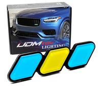 iJDMTOY Blue/Yellow/Blue 3-Color Stripe Lower Grille/Hood Grill Badge Emblem w/No Removal Required Toggle Anchor Bolts, Compatible with Sweden Scandinavian Cars Volvo Saab Scania, etc