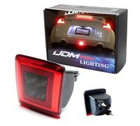 iJDMTOY Dark Red Lens Led Rear Fog Light Kit For 2009-Up Nissan 370Z & 13-17 Juke Nismo, Powered By Red Led As Brake/Rear Fog & White Led As Backup Reverse Lamp