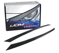 iJDMTOY Gloss Black Real Carbon Fiber Headlight Eyebrow Covers Compatible with 2016-21 Honda Civic Sedan/Hatchback/Coupe