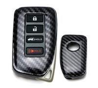 iJDMTOY Gloss Finish Black Carbon Fiber Pattern Hard Shell Key Fob Cover Case, Compatible with 2nd Gen Lexus is ES GS RC NX RX LX 200 250 350 4-Button Smart Key Fob