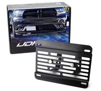 iJDMTOY No Drill Front Grille Mesh Mount License Plate Relocator Kit Compatible With Dodge Challenger Charger Durango Jeep Grand Cherokee w/Diamond Shape Lower Bumper Grill Mesh/Insert