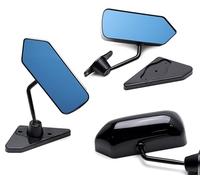 iJDMTOY Pair Black Cap Universal F1 Style Side Mirrors w/Blue Glass Compatible With Acura Honda Mazda Subaru Toyota Nissan Scion, etc (Brackets Included)