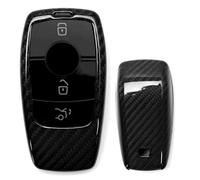 iJDMTOY Real/Genuine Gloss Black Carbon Fiber Key Fob Shell Cover, Compatible with Mercedes 2017-up E-Class, 2018-up S-Class, 2019-up G-Class, 2020-up A C CLA CLS GLB GLC GLE GLS-Class Smart Key