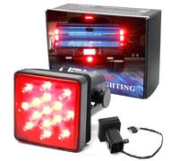 iJDMTOY Red Lens 15-Led Tow Hitch Receiver Brake Tail Light W/Strobe Feature For Truck Suv Trailer Equipped Class 3/4/5 2-Inch Towing Adapter Hole