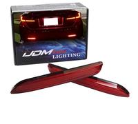 iJDMTOY Red Lens 42-Smd Led Bumper Reflector Lights For Lexus Rc Nx Is-F Gx Etc. Function As Tail, Brake & Rear Fog Lamps