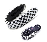 iJDMTOY Slim Size U-Shape Checkered Pattern Style Key Fob Shell Compatible with Mini Cooper 3rd Gen F55 F56 F57 F54 F60 Smart Key Fob