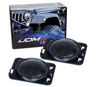 iJDMTOY Smoked Lens White Full Led Front Fender Flare Side Marker Light Kit For 2007-2017 Jeep Wrangler Jk, Replace Oem Amber Or Clear Sidemarker Lamps