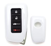iJDMTOY White Gloss Finish Hard Shell Key Fob Cover Case, Compatible With 2nd Gen Lexus IS ES GS RC NX RX LX 200 250 350 4-Button Smart Key Fob