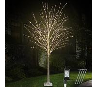 IJG 6FT Birch Tree with 840 LEDs - Warm White & Twinkle Lights for Indoor/Outdoor, Christmas, Wedding & Holiday Decoration