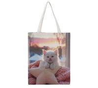 IJHGERFL Bored Baby Cat 04 Canvas Tote Bag, Reusable Eco-Friendly Shopping Grocery Bag, Casual Fashion Shoulder Handbag, Versatile Stylish Bag for Outdoor Activities, 38x46CM