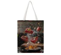 IJHGERFL Floating Steak Feast 01 Canvas Tote Bag, Reusable Eco-Friendly Shopping Grocery Bag, Casual Fashion Shoulder Handbag, Versatile Stylish Bag for Outdoor Activities, 38x46CM