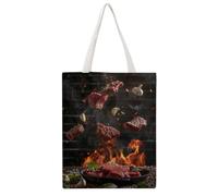 IJHGERFL Floating Steak Feast 02 Canvas Tote Bag, Reusable Eco-Friendly Shopping Grocery Bag, Casual Fashion Shoulder Handbag, Versatile Stylish Bag for Outdoor Activities, 38x46CM