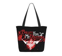 IJHRSFDST My Valentine Rock Band Bullet Women'S Tote Bag - Reusable Shopping Bag With Band Logo Print, Durable Canvas Shoulder Bag For Grocery, Beach & Daily Use,Black