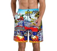 IJHRSFDST Rat Anime Fink Mouse Men's Beach Shorts - Quick Drying Swim Trunks, Retro Hot Rod Graphic Board Shorts with Adjustable Waist for Beach Concert，Surf X-Large