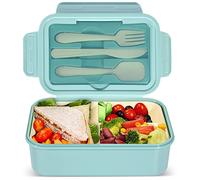 IJIAMY Bento Lunch Box, 1400ml Adult & Kids Lunch Container with 3 Compartments, Cutlery, Dishwasher Safe, BPA Free
