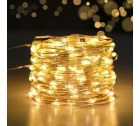 iJiGui 10M Fairy Lights, 100 LED String Lights Copper Wire Light, Fairy Lights Battery Operated for Indoor Outdoor Lighting, Party, Wedding, Christmas, Room Decorations (Warm White)