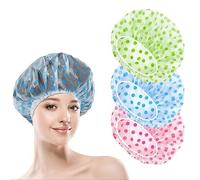 iJiGui 3 Pack Elastic Shower Cap, Reusable Waterproof Shower Cap, Waterproof Elastic Band Plastic Bath Cap for Shower Spa Salon, Hair Protection