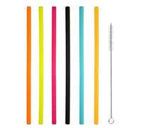 iJiGui 6 Pack Silicone Reusable Straws, with Cleaning Brush, Colourful Drinking Straws, Replacement Straws Reusable Kids Straws for Cocktail, Juice, Milkshake, Soda, 0.8 x 21.3 cm