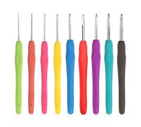 iJiGui 9 Pcs Crochet Hooks Set, Aluminum & Rubber Grip, Multiple Colors, Sizes 2mm to 6mm, Ergonomic Design for Beginners & Professionals