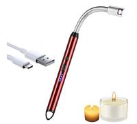 iJiGui Electric Arc Lighter, USB Rechargeable, 360° Rotatable Long Neck, Windproof for Gas Candles, Kitchen Grill Barbecue (Red)