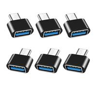 iJiGui USB C to USB 2.0 Adapter (6 Pieces), Type C to USB-A OTG Connector Adapter, for MacBook Pro 2019/2018, Samsung Galaxy, Google Pixel Nexus (Black)